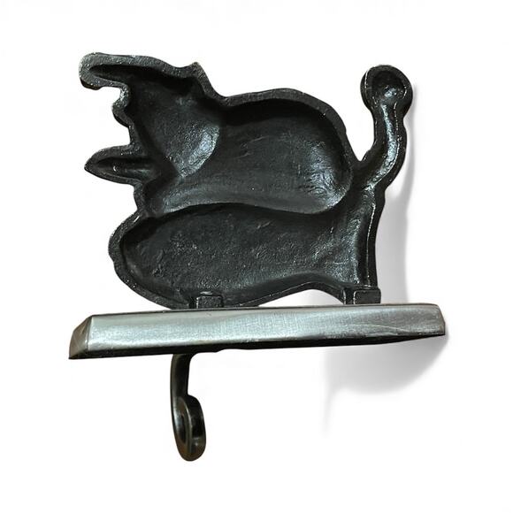 NICE KITTY silver heavy cast metal stocking holder/hanger - Picture 2 of 6